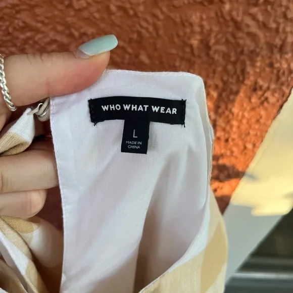 Who What Wear Women’s Gingham Dress Tan &White Checkered. Size Large - Picture 3 of 8